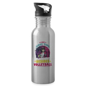 Volleyball Beachvolleyball Geschenk Strand - Trinkflasche mit integriertem Trinkhalm - Lightsilver - Rechts