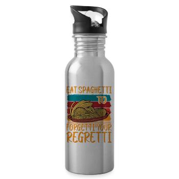Eat Spaghetti To Forgetti Your Regretti 9 - Trinkflasche mit integriertem Trinkhalm - Lightsilver - Rechts