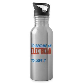 Skilled Enough To Become An Electrician Cool Retro - Water bottle with straw - silver - Right