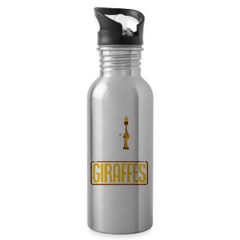 Distractible From Giraffes Funny Giraffe Gift - Water bottle with straw - silver - Right