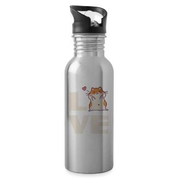 Drôle de cadeau de hamster - Gourde avec paille intégrée - argent clair - Droite