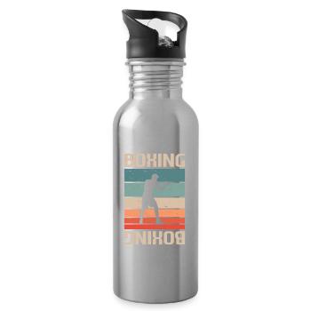 Retro Vintage Classic Boxing Boxer - Trinkflasche mit integriertem Trinkhalm - Lightsilver - Rechts