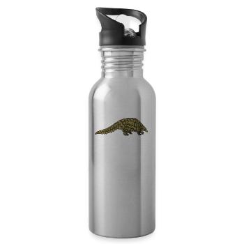 Schuppentier Pangolin Schuppen bedrohtes Tier - Trinkflasche mit integriertem Trinkhalm - Lightsilver - Rechts