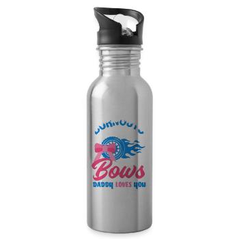 Le genre rose ou bleu révèle baby party papa - Gourde avec paille intégrée - argent clair - Droite