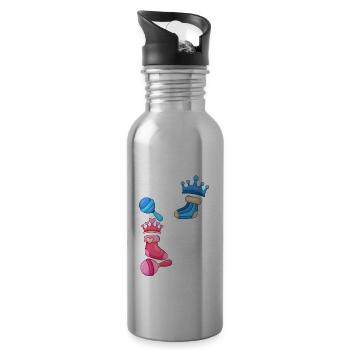 Le genre rose ou bleu révèle la fête de bébé - Gourde avec paille intégrée - argent clair - Droite