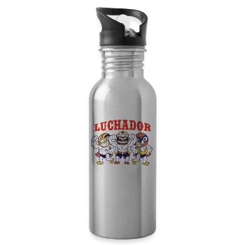 Luchador Mexikanischer Ringkampf Lucha Libre - Trinkflasche mit integriertem Trinkhalm - Lightsilver - Rechts