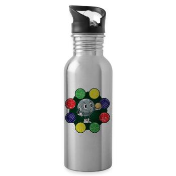 Kugelspiel Petanque für einen Petanque Spieler - Trinkflasche mit integriertem Trinkhalm - Lightsilver - Rechts