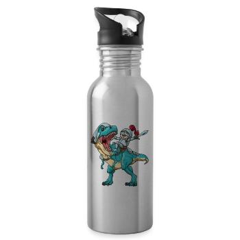 Tyrannosaurus Dinosaurier Ritter Dino Kinder Kids - Trinkflasche mit integriertem Trinkhalm - Lightsilver - Rechts