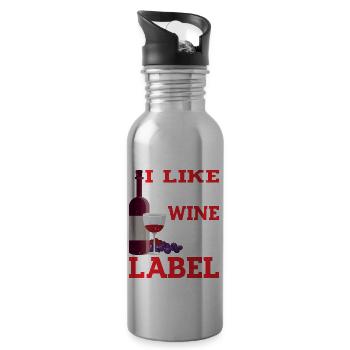J’aime le vin, pas l’étiquette 20 - Gourde avec paille intégrée - argent clair - Droite