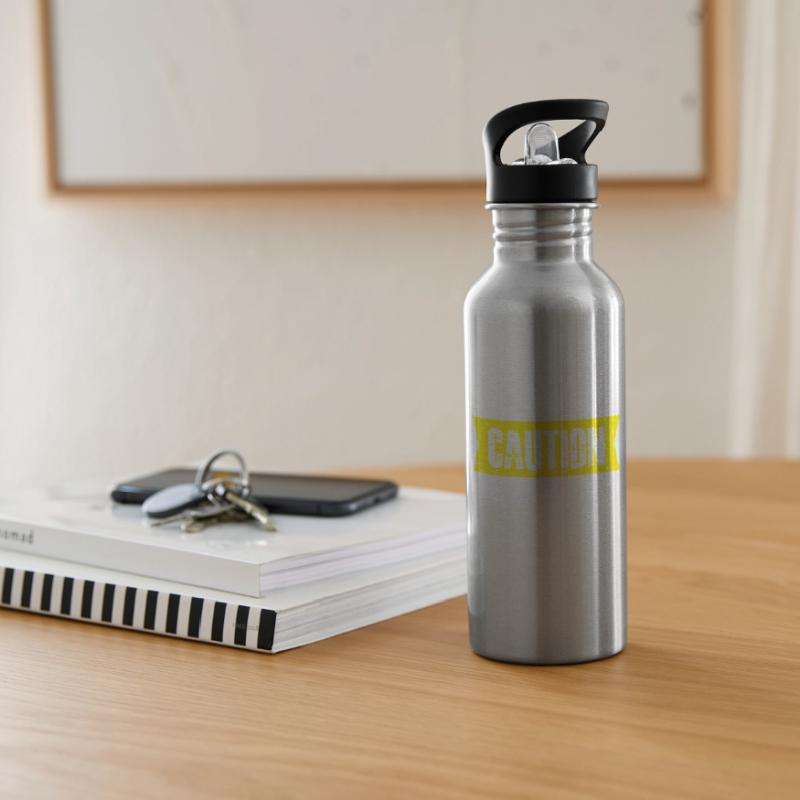 blacksmith caution flying tools Design Trinkflasche mit integriertem Trinkhalm