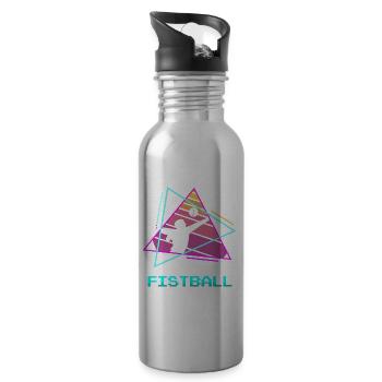 Retro Vintage Classic Fistball Player - Trinkflasche mit integriertem Trinkhalm - Lightsilver - Rechts