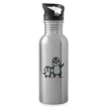 Pinguine Großer Bruder - Ich bin jetzt ein Großer - Trinkflasche mit integriertem Trinkhalm - Lightsilver - Rechts