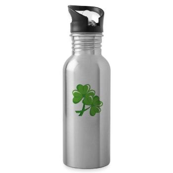 Irish Ireland St.Patrick's Day Gift - Water bottle with straw - silver - Right