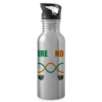Irish Ireland St.Patrick's Day Gift - Water bottle with straw - silver - Right