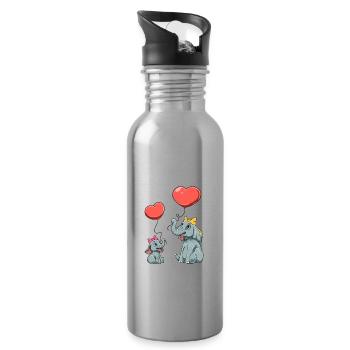Elefanten Große Schwester Ich bin jetzt ein Große - Trinkflasche mit integriertem Trinkhalm - Lightsilver - Rechts
