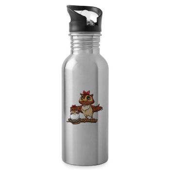 Eule Große Schwester Ich bin jetzt ein Große - Trinkflasche mit integriertem Trinkhalm - Lightsilver - Rechts