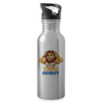 Bodybuilding Lion Security Dad Dont Mess With My - Trinkflasche mit integriertem Trinkhalm - Lightsilver - Rechts