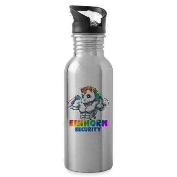 Vater Einhorn Security Papa - Ärgere Nicht Meine - Trinkflasche mit integriertem Trinkhalm - Lightsilver - Rechts