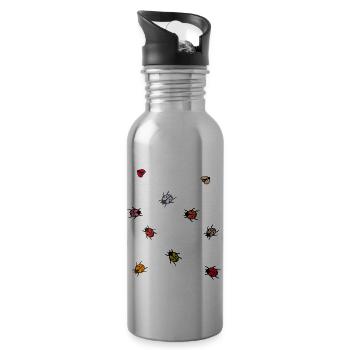 Ladybugs, insects, luck - Water bottle with straw - silver - Right