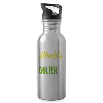 Lustiges Golfen Golf Golfer Geschenk - Trinkflasche mit integriertem Trinkhalm - Lightsilver - Rechts
