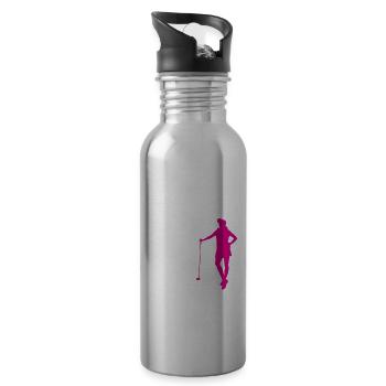 Lustiges Golfen Golf Golfer Geschenk - Trinkflasche mit integriertem Trinkhalm - Lightsilver - Rechts