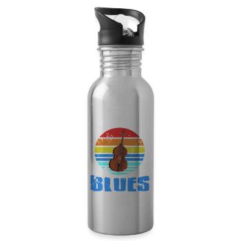 All That Bass And Blues Cool Retro Blues Lover - Water bottle with straw - silver - Right