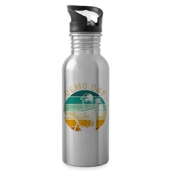 Retro Vorschlaghammer Abbruchsexperte am Demo Day - Trinkflasche mit integriertem Trinkhalm - Lightsilver - Rechts