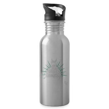 Paintball Hero Cool Retro Baller Designs T-Shirt - Water bottle with straw - silver - Right