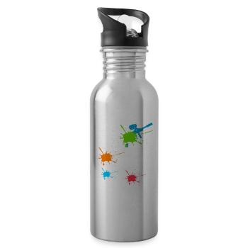 Eat Sleep Paintball Repeat Vintage Funny T-Shirt - Water bottle with straw - silver - Right