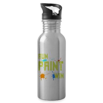 Run Paint Win Cool Retro Paintball Player T-Shirt - Gourde avec paille intégrée - argent clair - Droite