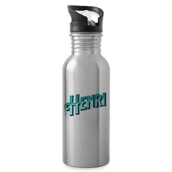 Noms Henri personnalisés - Gourde avec paille intégrée - argent clair - Droite