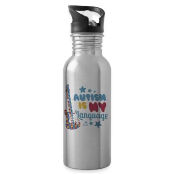 Autismus ist meine Sprache Autist Asperger - Trinkflasche mit integriertem Trinkhalm - Lightsilver - Rechts