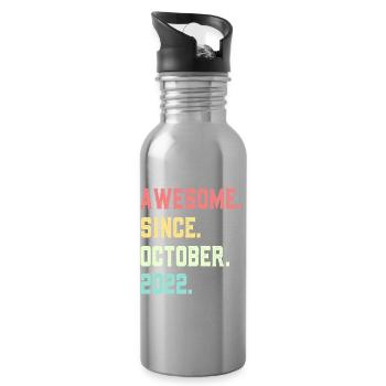 Awesome Since October 2022 - Water bottle with straw - silver - Right