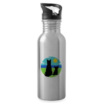 Animals are my kind of people - Water bottle with straw - silver - Right