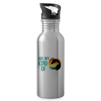 Animals are my kind of people - Water bottle with straw - silver - Right