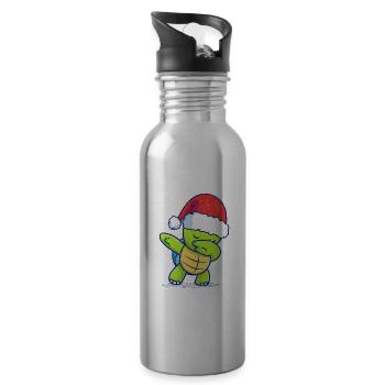 Dabbing Turtle Casquette de Père Noël - Gourde avec paille intégrée - argent clair - Droite