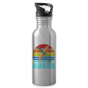 Retro Vintage BAKER Awesome Baker Designs T-Shirt - Water bottle with straw - silver - Right