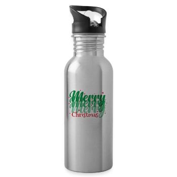 Merry Christmas Weihnachten Xmas - Trinkflasche mit integriertem Trinkhalm - Lightsilver - Rechts