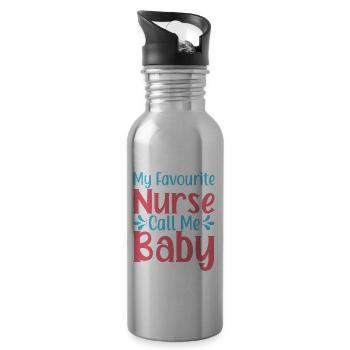 Gesundheit und Krankenpflegerin - Trinkflasche mit integriertem Trinkhalm - Lightsilver - Rechts