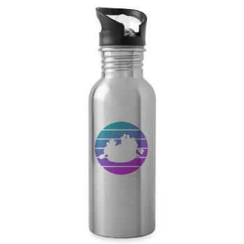 Retro Vintage Classic Water River Rafting Kayaker - Trinkflasche mit integriertem Trinkhalm - Lightsilver - Rechts