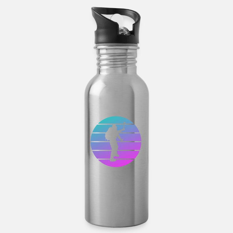 Retro Vintage Classic Rock Climbing Climber - Trinkflasche mit integriertem Trinkhalm - Lightsilver