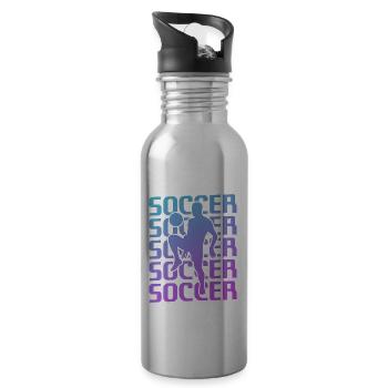 Retro Vintage Classic Soccer Player - Water bottle with straw - silver - Right
