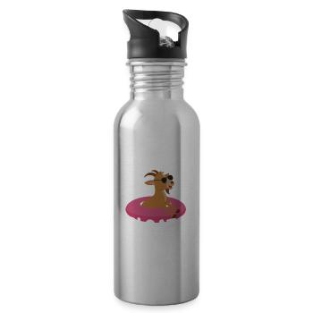 Whatever Floats Your Goat - Trinkflasche mit integriertem Trinkhalm - Lightsilver - Rechts