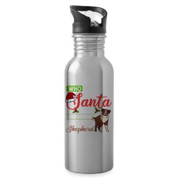 Australian Shepherd Christmas Dog Puppy - Water bottle with straw - silver - Right