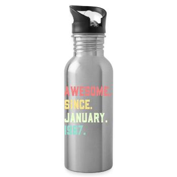 Awesome since January 1987 - Water bottle with straw - silver - Right