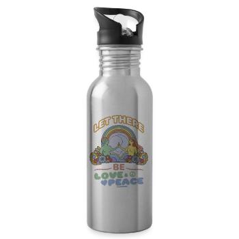 Liebe und Frieden - Trinkflasche mit integriertem Trinkhalm - Lightsilver - Rechts