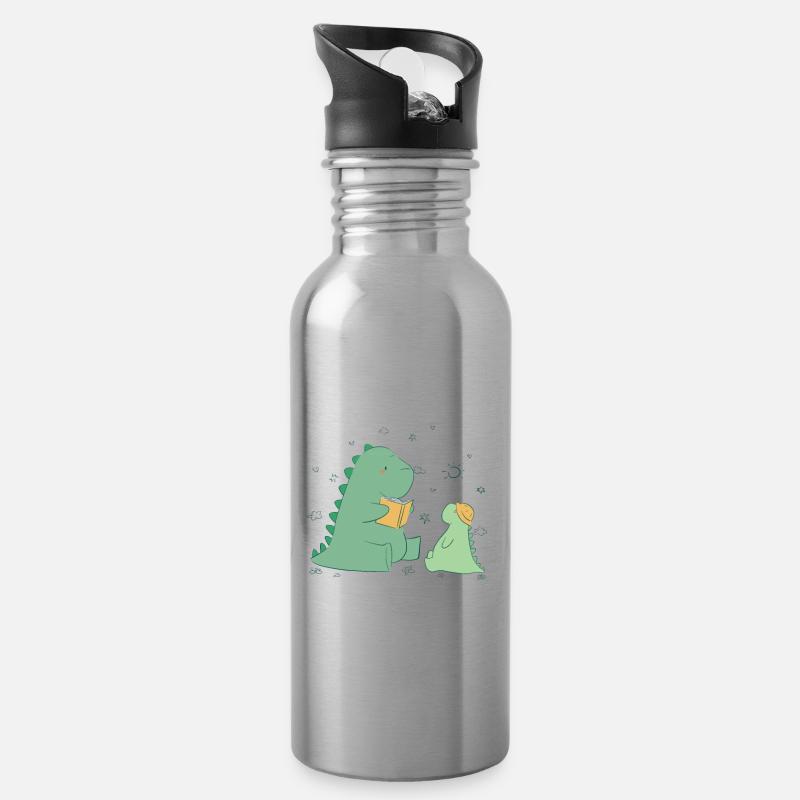 Dino Brüder Großer Bruder - Ich bin der Große - Trinkflasche mit integriertem Trinkhalm - Lightsilver