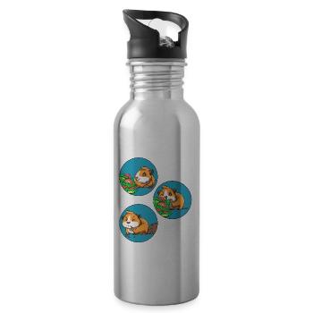 Meerschweinchen Futter Kacken Futtern - Trinkflasche mit integriertem Trinkhalm - Lightsilver - Rechts
