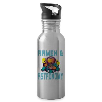 Ramen & Astronomy Retro Ramen Lover Designs - Water bottle with straw - silver - Right