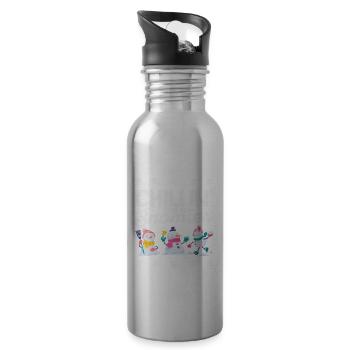 Chillin With My Snowmies Funny Christmas Snow - Water bottle with straw - silver - Right